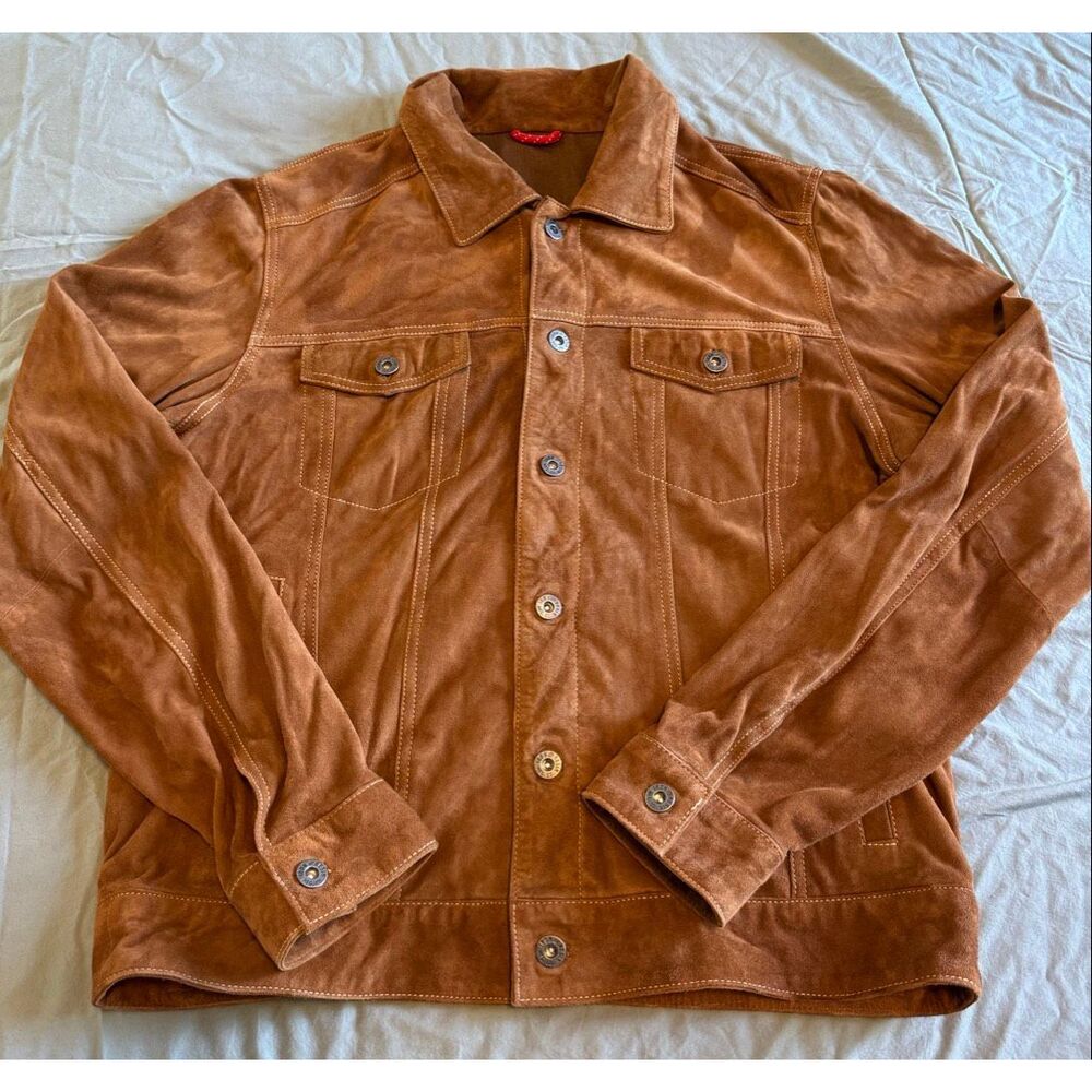 Iron and Resin Size XL Highwayman GOAT Suede Jacket Brown Leather